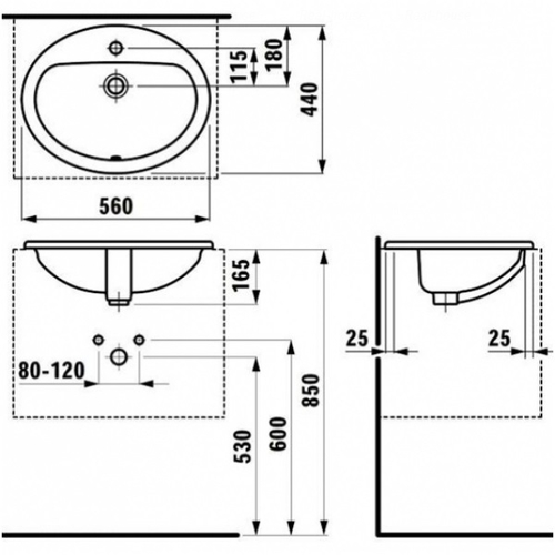 Умивальник Laufen Pro B 56 (H8139510001041)