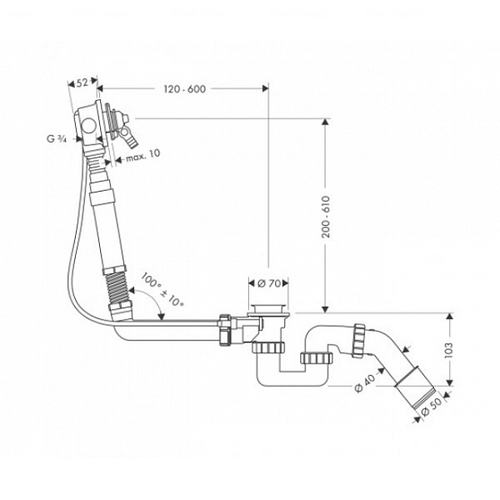 Налив-злив-перелив для ванни Hansgrohe Exafill S (58116180)