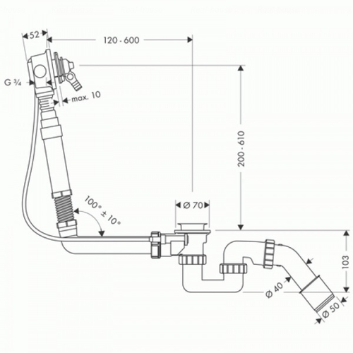 Налив-злив-перелив для ванни Hansgrohe Exafill (58126180)