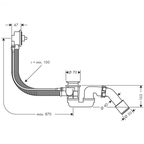 Злив-перелив для ванни Hansgrohe Flexaplus (58141180)