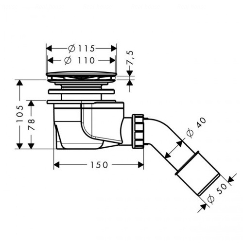 Сифон для душового піддону Hansgrohe Staro 90 мм (60056000)