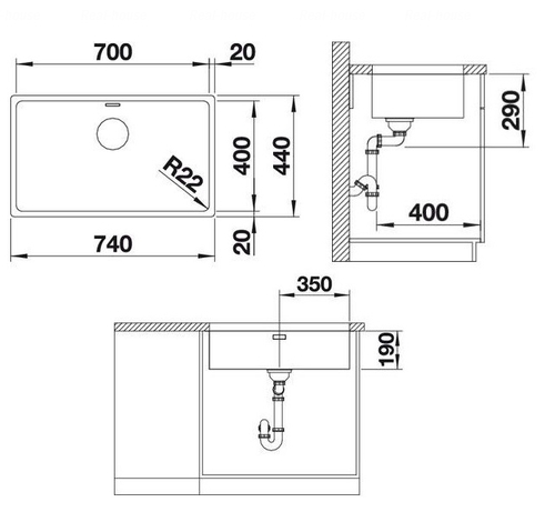 Кухонная мойка подстольная Blanco Andano 700-U (522971)