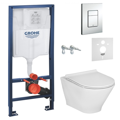 Унітаз Roca GAP Round Rimless + інсталяція Grohe Rapid SL (A34H0N8000+38772001+37131000)