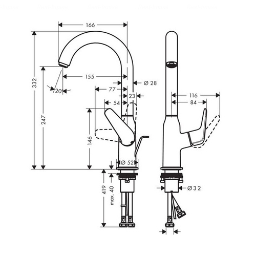 Змішувач для раковини Hansgrohe Novus 240 (71126000)