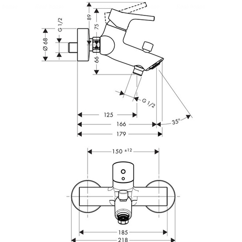 Змішувач для ванни та душу Hansgrohe Тalis S (72400000)