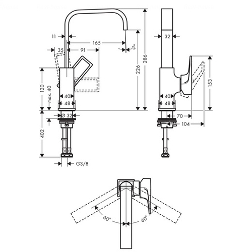 Змішувач для раковини Hansgrohe Metropol 230 (74511000)