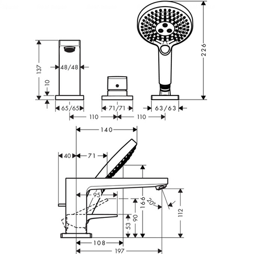 Змішувач для ванни та душу Hansgrohe Metropol (74551000)
