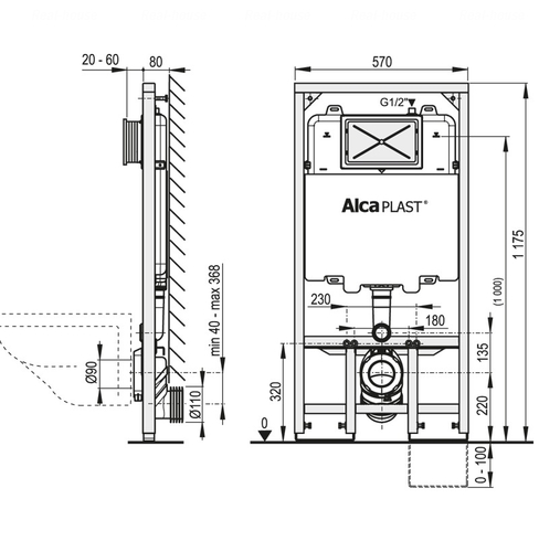 Система инсталляции Alca plast Slim A1101/1200