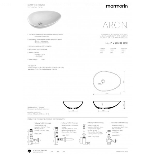 Умивальник Marmorin Aron (P_U_605_02_0610)