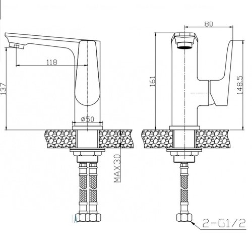 Змішувач для умивальника Invena Dokos BU-19-0B1-V