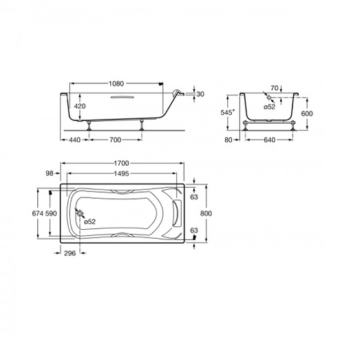 Ванна акриловая Roca BeCool 1700 (A248016001)