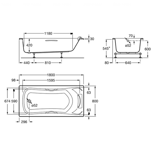 Ванна акриловая Roca BeCool 1800х800 (A248015001)
