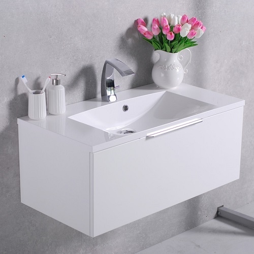 Тумба Fancy Marble Bermuda 1 з раковиною Amelia (Bermuda + 0709101) біла матова біла матова
