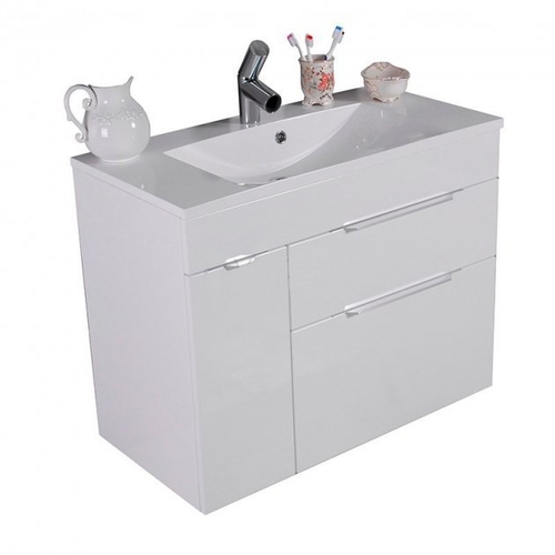 Тумба Fancy Marble Bermuda 2 з умивальником Amelia (Bermuda + 0709101) біла глянець біла глянець