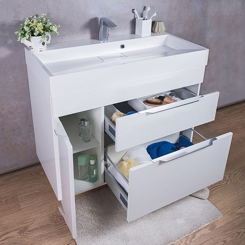 Тумба Fancy Marble Bermuda 2 з умивальником Ashley (Bermuda +2809101) білий глянець білий глянець