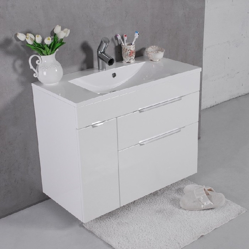 Тумба Fancy Marble Bermuda 2 з умивальником Amelia (Bermuda + 0709101) біла глянець біла глянець