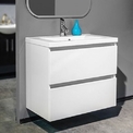 Тумба Fancy Marble Borneo 900 з раковиною Amelia (Borneo + 0709101) білий глянець Шпон дуб