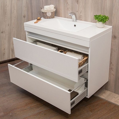 Тумба Fancy Marble Borneo 1000 з раковиною Lucia (Borneo + 1310101) біла глянець біла глянець