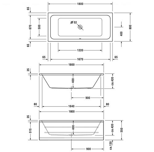Ванна Duravit D-Code 180 (700101)