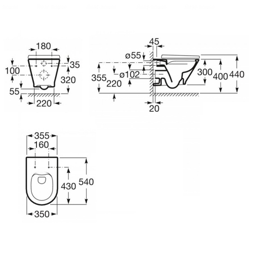 Унітаз Roca GAP Round Rimless + інсталяція Grohe Rapid SL (A34H0N8000+38772001+37131000)