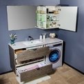 Тумба над пральною машиною Fancy Marble Jamaica 12450 L/R з раковиною Amelia білий глянцевий шпон дуб