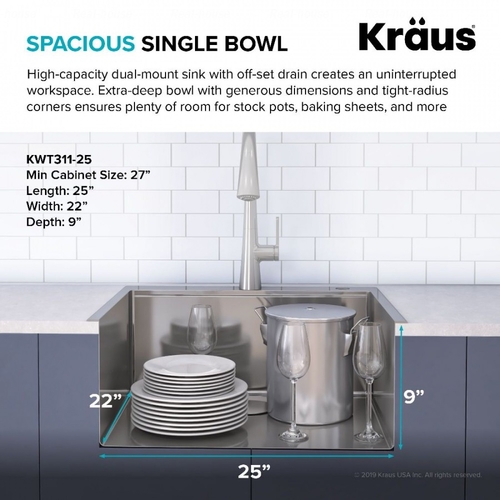 Кухонна мийка Kraus Kore KWT311-25