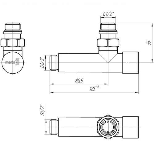Mario кран угловой G1/2" для радиаторов