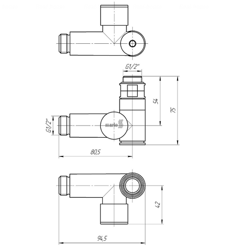 Mario кран угловой под ТЭН G1/2"