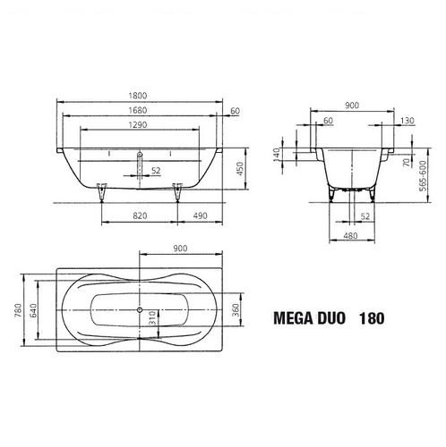 Ванна Kaldewei Mega Duo 1800, mod 180