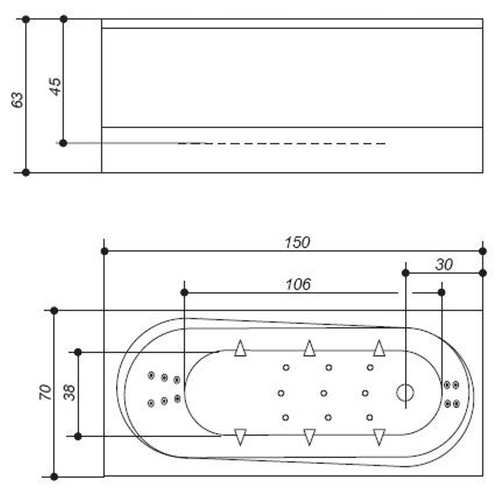 Ванна Balteco Modul 1500 мм простая (S1) простая (S1)