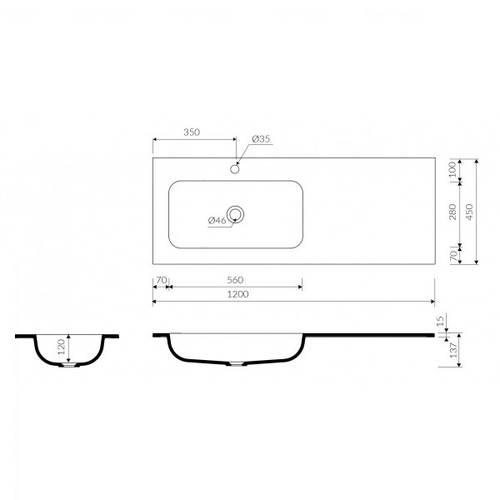Умивальник Marmorin Mono 1200 L/R правий правий