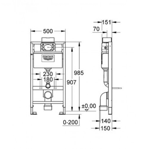 Инсталляция для подвесного унитаза Grohe Rapid SL (38525001)