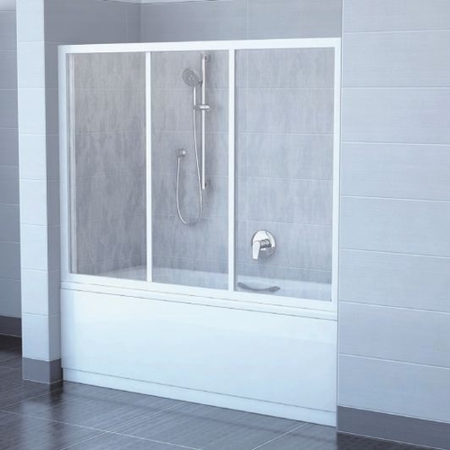 Двери для ванны Ravak AVDP3 180 профиль белый + витраж Rain профиль белый + витраж Rain