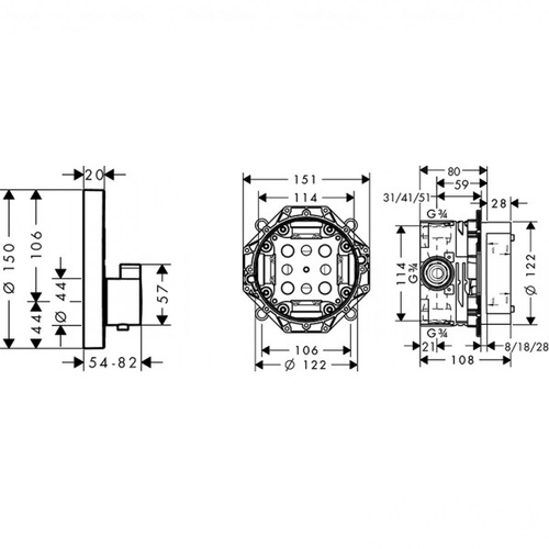 Термостат для душу Hansgrohe Shower Select S (15743000+01800180)