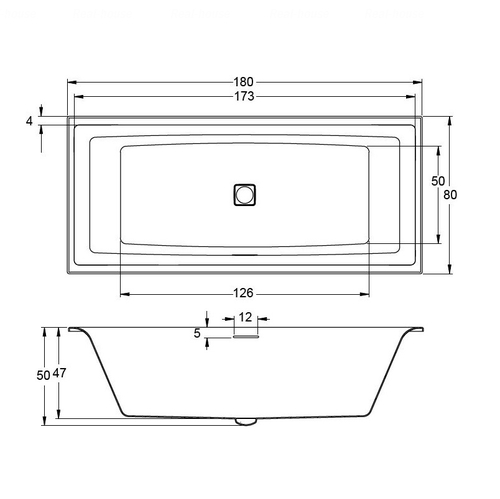 Ванна Riho Still Square LED 180x80 R/L подголовник слева подголовник слева