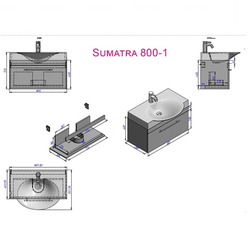 Тумба с раковиной Fancy Marble Sumatra 800 (ШН-980) Шпон дуб Шпон дуб