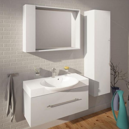Тумба з раковиною Fancy Marble Sumatra 1 (ШН 980 + 3409101) білий глянець білий глянець
