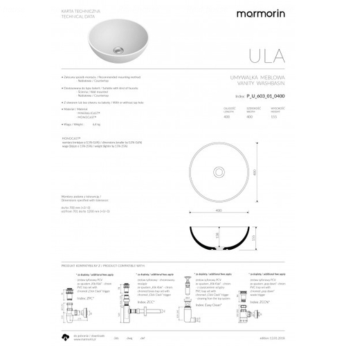 Умивальник Marmorin Ula P_U_603_01_0400