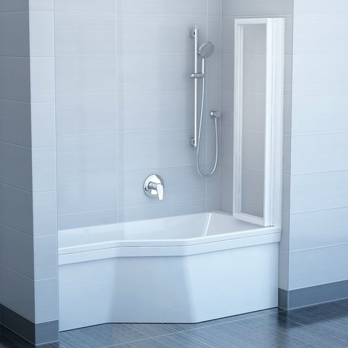 Штора для ванны Ravak VS3 100 профиль белый + витраж Rain профиль белый + витраж Rain