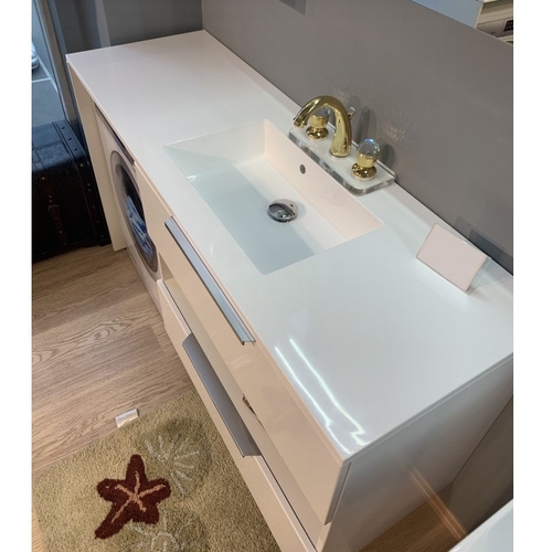 Тумба над пральною машиною Fancy Marble Vivara 1500 L/R з раковиною Lauretta сірий матовий сірий матовий