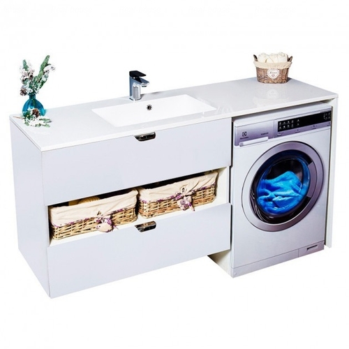 Тумба над пральною машиною Fancy Marble Vivara 1500 L/R з раковиною Lauretta білий глянець білий глянець