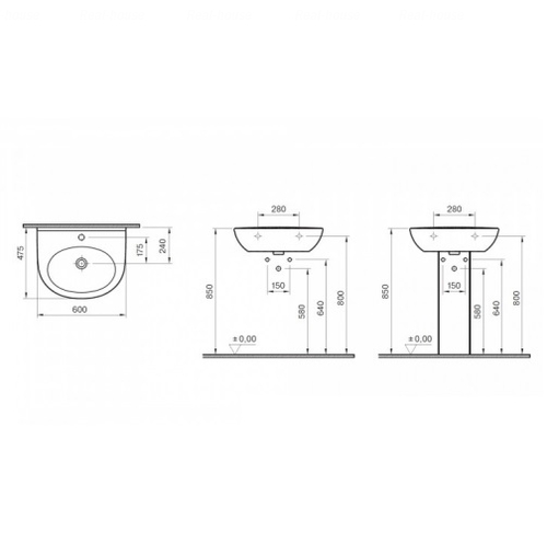 Умивальник Koller Pool Zentrum 60 см (5786N003-1301)