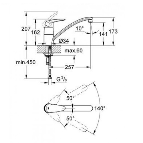 Смеситель для кухни Grohe Eurodisc 33770001