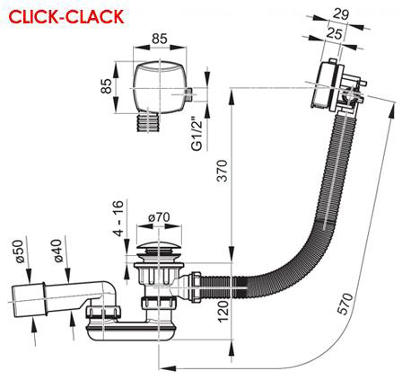 Сифон Click-Clack для ванны Ravak X01440
